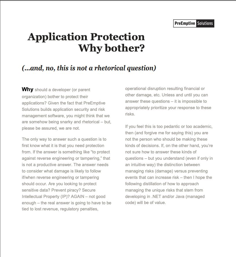 Application Protection. Why bother?